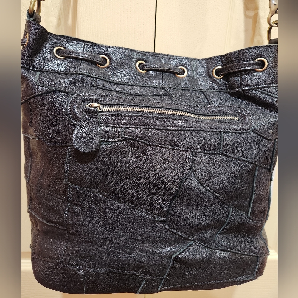 Amerileather Black Leather Shoulder Bag, NWT - Picture 6 of 12